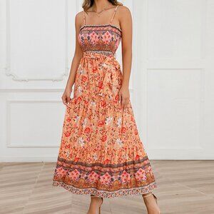 Sleeveless suspender dress solid color hollow lace patchwork square neck